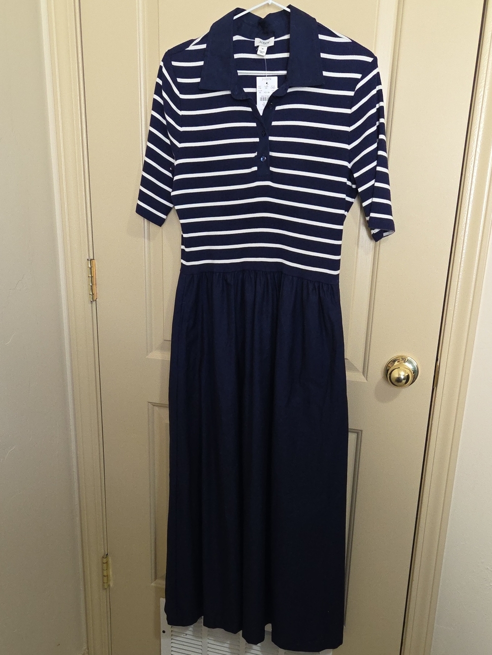 J. Crew  Navy & White Striped Polo Maxi Dressj